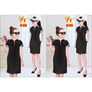 Đầm suông nữ thời trang công sở dạo phố màu đen Mẫu 2