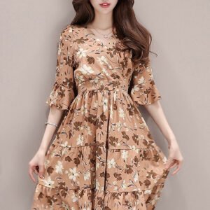 Đầm Hoa Cổ V Tay Ngắn Dễ Thương DN069 MayHomes