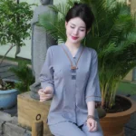 Bộ pháp phục đi chùa nữ cổ V phối đẹp