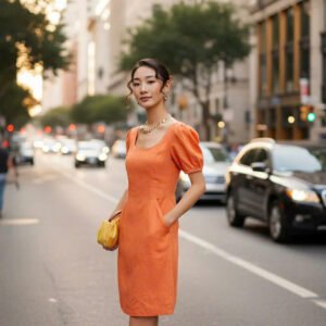 Đầm Chữ A, Đầm Ôm Linen Mơ Nghiền DRE195 thời trang thiết kế Hity