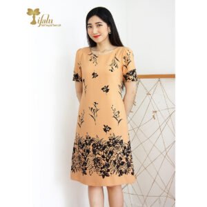Đầm trung niên TIFALU LD648H dáng suông lụa hoa co giãn nhẹ mát
