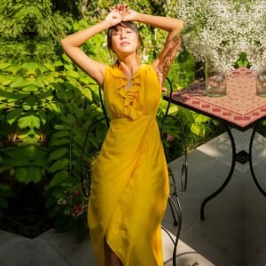 Đầm Maxi Đầm Dài Cao Cấp Thời trang thiết kế Hity DRE090 (Vàng Mù Tạt Mustard)