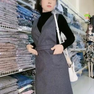Set đầm yếm kèm áo dệt kim thu đông cao cấp Myqlothing.