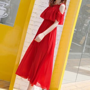 Váy maxi xòe voan đẹp trơn màu, đầm đi biển có bèo xinh xắn, dễ mặc, có size lớn | MX017