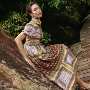 Đầm Sơ Mi Linen Bohemian DRE228 thời trang thiết kế Hity