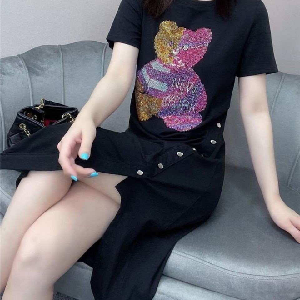 Quảng Châu Mười Ba Dòng Đầm Phù Hợp Với Váy Ngắn Phong Cách Mới Váy Ngắn Mặc Size Lớn Ôm Hơn Nhìn 3040 Tuổi Tôi Mùa Hè Váy Ngắn