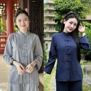 Pháp phục TRUYỀN THỐNG nút thắt 2 túi áo thêu chỉ lụa tuyết nhuyễn nhập cao cấp mềm mịn RẤT MÁT -Pháp phục Tín Như