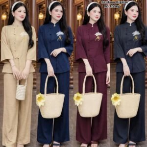 Set Bộ Đồ Pháp Phục Cách Tân Bigsize Cổ Trụ Nút Bọc Nữ Đi Lễ Chùa Áo Thêu Hoa Sen SAng Hot Hit Cổ Tàu 50-100kg 2608