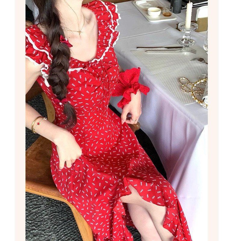 váy voan đỏ xinh quảng châu