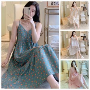 (Miễn Ship) Váy mặc nhà nhiều mẫu, váy mặc đi ngủ, váy cho bà bầu hàng thiết kế quảng châu lanh lụa