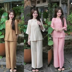 pháp phục đồ lam thêu sen nổi đũi tơ cổ tròn mềm mại thanh lịch có bigize