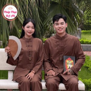 [SET NAM/ NỮ] Đồ lam đi chùa cổ trụ dài tay nam nữ mặc được lụa nhuyễn mềm mát Pháp phục đi lễ khuy tết vải mềm mát