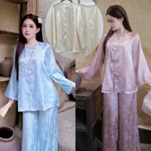 [HOẢ TỐC] 𝐓𝐈𝐄̂̉𝐔 𝐓𝐑𝐔́𝐂 - Bộ pháp phục gấm tiểu thư cố tròn hoạ tiết trúc chỉ