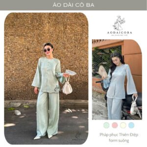 Pháp phục , đô bộ gấm THIÊN ĐIỆP form suông dáng bà ba, sang trọng đi lễ chùa, đi chơi - Áo dài Cô Ba