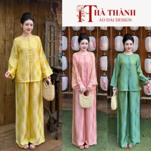 Đồ lam, Pháp phục dáng bà ba suông rộng, sang cảnh mặc đi lễ chùa, vãng cảnh, đi chơi, du xuân_HT Áo Dài Hà Thành