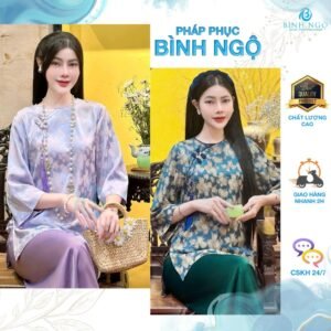 Set Lụa gấm tô châu mềm mát tặng kèm charm, 2 màu nền nã thanh lịch nhẹ nhàng - Pháp Phục Bình Ngộ