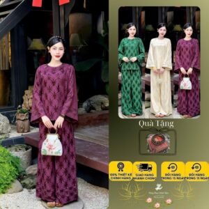 Ms4 Pháp phục lễ chùa, set đồ nữ đi lễ chùa,gấm thọ tay lỡ 3 tầng.linh