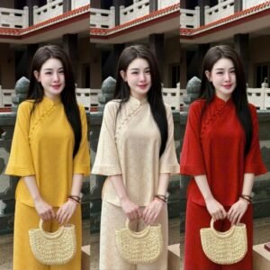 Sét ĐỒ Lam Hoa Cúc Mặc Tết Lịch Sự _ Sang Trọng - Có Bigsize 75KG, Hàng Đẹp may kỹ