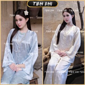 Đồ lam lụa tô châu phối ngọc TINH NHI sang trọng và tinh tế PP377