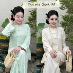 Pháp phục- Quỳnh Anh QA162 lụa gấm lông công cao cấp- cúc hoa siêu sang