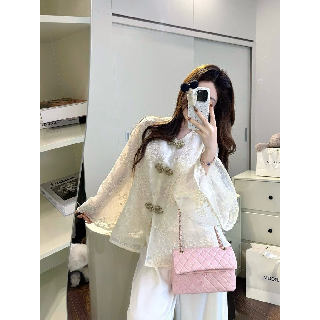 Set Bộ Pháp Phục Đi Chùa Cổ Tròn Mix Quần Lụa Tô Châu Cao Cấp