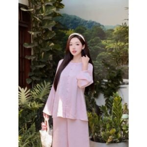 YU CHERRY | Set đồ lam nữ pháp phục tết phù hợp đi chùa có Lẻ ÁO VÀ QUẦN PEACEFULL SPRING SET (SET PHÁP PHỤC AN XUÂN)
