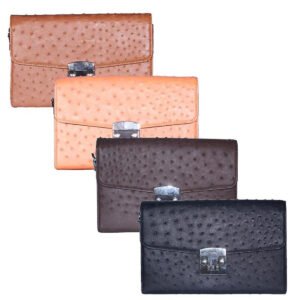 Túi cầm tay nữ da đà điểu màu đen, nâu đất, vàng bò, nâu đỏ HT6451-52-53-54 | clutch nữ cao cấp, túi cầm tay sang trọng