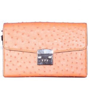 Túi cầm tay nữ Huy Hoàng da đà điểu màu vàng bò HP6453 | túi clutch nữ cao cấp, túi sang trọng