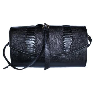 Túi đeo da đà điểu Huy Hoàng da chân màu đen HT6414 | túi đeo chéo nữ cao cấp, túi da thật