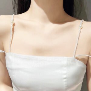 Dây áo ngực ngọc trai dây áo lót phối áo trễ vai ấn tượng xinh đẹp