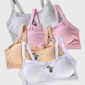 Bộ 4 áo ngực bé gái tuổi dậy thì- áo lót học sinh cấp 1, 2 - áo lá vải cotton tăm mềm mát - co giãn tốt phù hợp với mọi vóc dáng