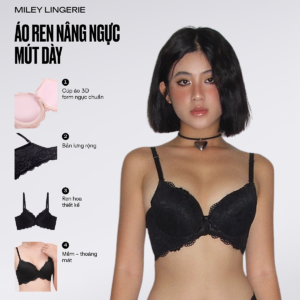 Áo Ngực Nâng Ngực Ren Nữ Mút Dày 4cm Active Miley Lingerie - Đen BRL01001