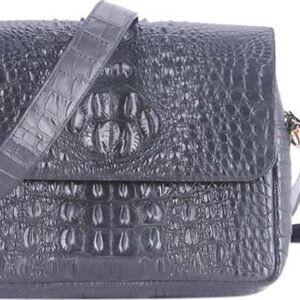 Túi Xách Da Cá Sấu Huy Hoàng Hộp Vuông HT6201 (20 x 37 cm) - Đen | túi xách nữ da cá sấu cao cấp, túi sang trọng