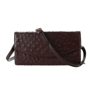 Túi xách nữ da đà điểu Huy Hoàng đeo chéo màu nâu đất HT6433 | túi đeo chéo nữ cao cấp, túi đi làm