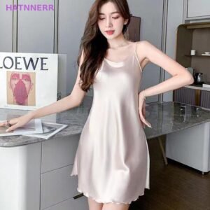 Đầm ngủ lụa hai dây mỏng gợi cảm cho nữ