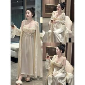 <65 kg Đầm Ngủ Mặc Nhà Đồ Bộ Nữ OSEXY Đầm Choàng Ren Hoa Xinh Xắn Chất Lụa Latin Mềm Mịn Freesize