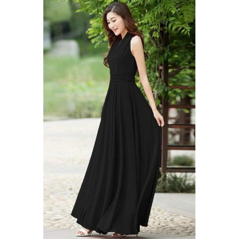 ĐẦM XOÈ DÀI CỔ CHOÀNG, ĐẦM MAXI ĐI BIỂN CHẤT CHIFFON MỀM MÁT SIZE S M L XL 2XL 3XL