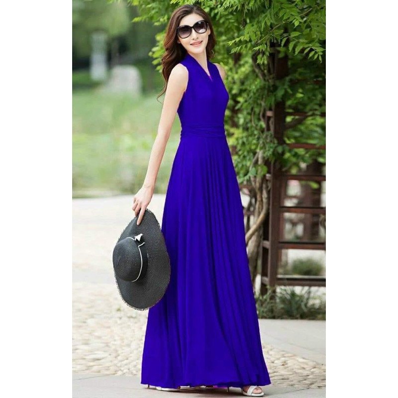 ĐẦM XOÈ DÀI CỔ CHOÀNG, ĐẦM MAXI ĐI BIỂN CHẤT CHIFFON MỀM MÁT SIZE S M L XL 2XL 3XL