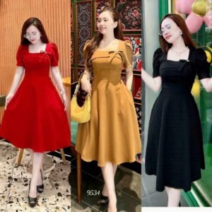 Đầm Dự Tiệc Dáng Xòe Thắt Nơ Có Phụ Kiện Xinh Xắn Thời Trang Nữ Tính