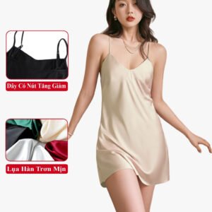 Váy Ngủ Lụa 2 Dây Sexy Gợi Cảm Madela. Váy Ngủ Hai Dây Lụa Satin Trong Bộ SP: Đồ Ngủ 2 Dây Mặc Nhà Nữ. Đầm Ngủ 2 Dây.