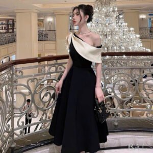 Đầm thiết kế lệch vai dáng dài phù hợp dự tiệc, đi chơi siêu sinh sang chảnh