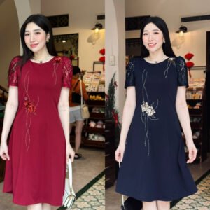 Đầm Nữ Thiết Kế Dáng A Xòe , Họa Tiết Sang Trọng , Tôn Dáng Che Khuyết Điểm