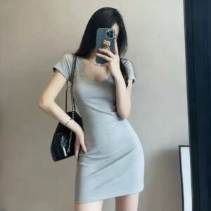 MS20-Váy ôm body cộc tay (42-65kg) chất bozip, phong cách Hàn Quốc.