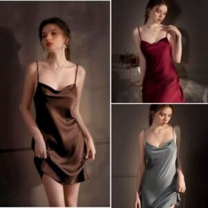 Váy Ngủ 2 Dây Cổ Đổ Chất Liệu Lụa Satin Cao Cấp Thương Hiệu Xavia V68