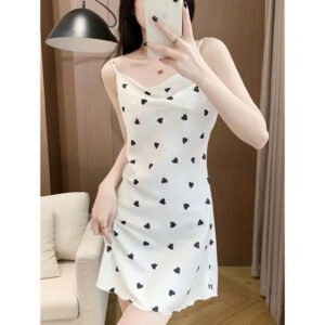 Váy ngủ lụa 2 dây sexy quyến rũ họa tiết hoa 3D