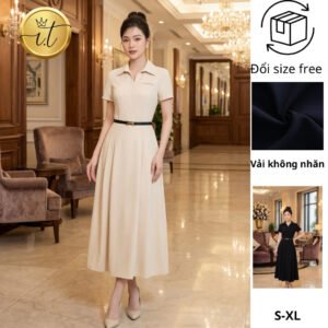 Đầm Thiết Kế Cổ Đức Kéo Khóa Trước Đầm Nữ Công Sở Thanh Lịch Đi Làm V141
