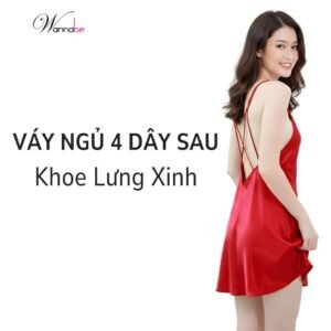 Đầm ngủ WANNABE váy ngủ hai dây cut-out lưng trang trí 4 dây hình M khoe eo quyến rũ gợi cảm DNS50