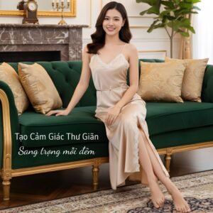 Đầm ngủ dáng dài WANNABE váy ngủ nữ lụa mịn mềm mát sang trọng tôn vinh đôi chân dài bất tận DNS58