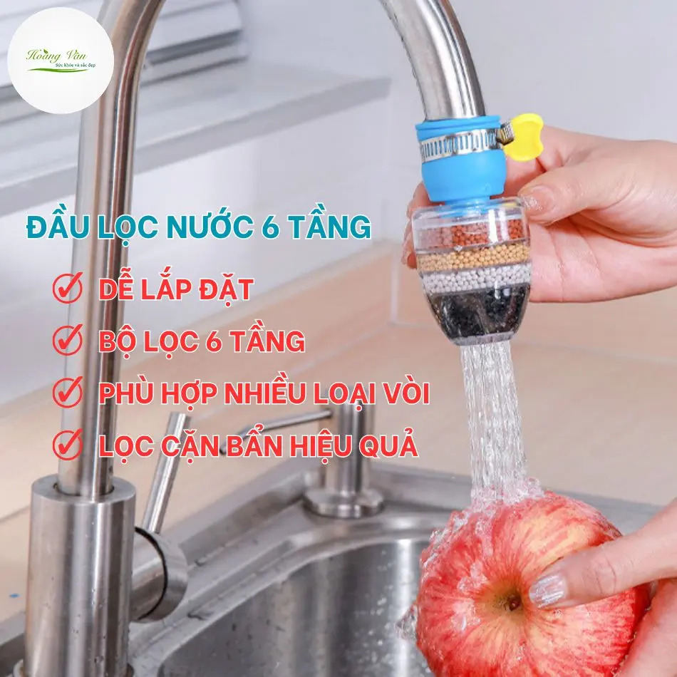Đầu lọc nước 6 tầng, lọc cặn bẩn hiệu quả
