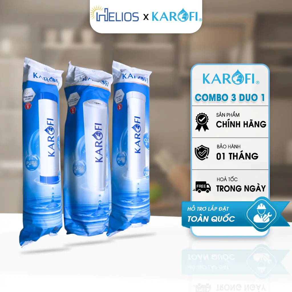 Bộ Lõi Lọc Thô KAROFI Smax Duo và Livotec Số 1-2-3 cho máy lọc cốc lọc 10inch - Chính Hãng